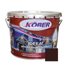 [e518017-B10l] Vopsea alchidica pentru lemn / metal, Kober Ideea, interior / exterior, brun RAL 8017, 10 L