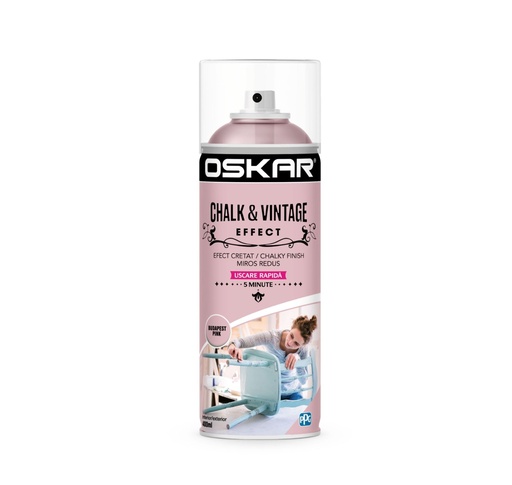 [23401] Spray vopsea lemn / metal, Oskar Chalk & Vintage Effect, budapest pink, interior / exterior, 400 ml