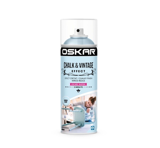 [23425] Spray vopsea lemn / metal, Oskar Chalk & Vintage Effect, greek blue, interior / exterior, 400 ml