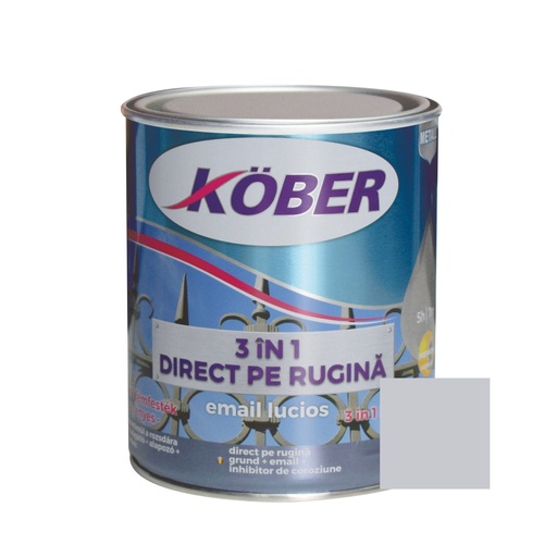 [e81180l-c0.75l] Vopsea alchidica pentru metal Kober 3 in 1, interior / exterior, argintiu, 0.75 L