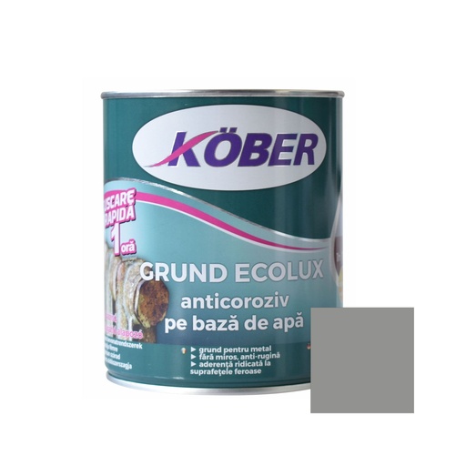 [g8281-c0.6l] Grund anticoroziv pentru metal Ecolux, interior / exterior, gri, 0.6 L