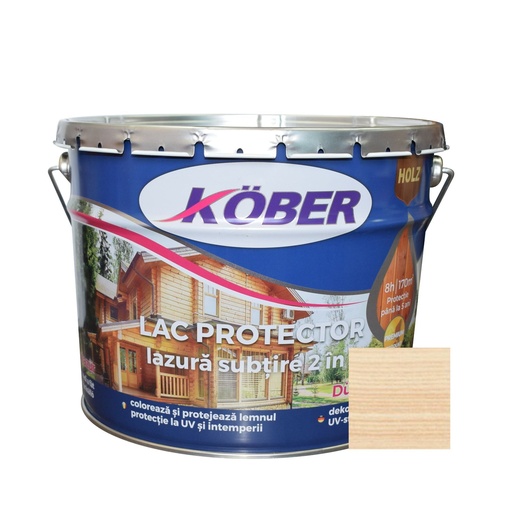[ig5101f-B10l] Lac-lazura subtire 2 in 1 pentru lemn, Kober, incolor, interior-exterior, 10 L