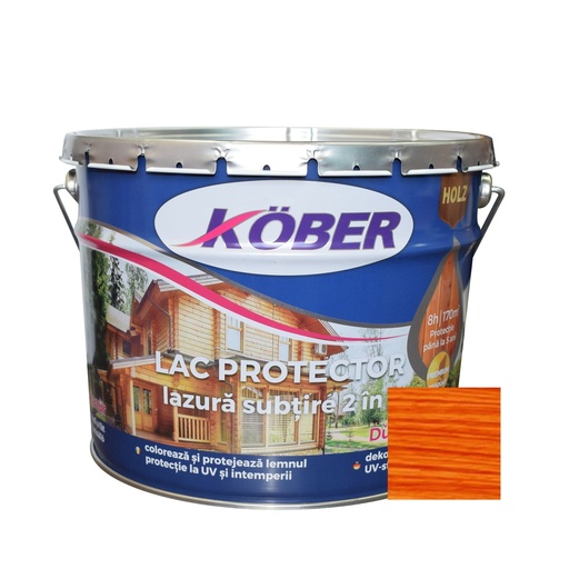 [ig5170-B10l] Lac-lazura subtire 2 in 1 pentru lemn, Kober, cires, interior-exterior, 10 L
